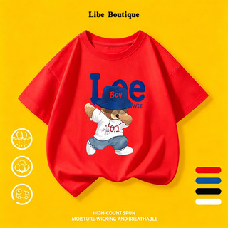 (Giao hàng trong 24 giờ) Áo Thun Unisex In Gấu Dễ Thương, Thoáng Mát Thấm Mồ Hôi, Nhiều Màu