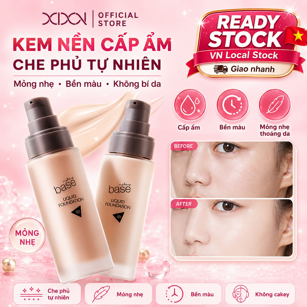 Kem Nền Che Phủ Cao XIXI Mỏng Nhẹ Tự Nhiên, Lâu Trôi 12H, Kiềm Dầu Không Mốc Cho Mọi Loại Da D269