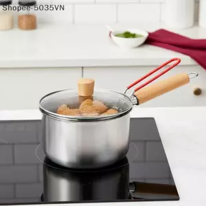 {AKIN} Nồi chiên sâu bằng thép không gỉ hạng nặng 3L có giỏ và nắp có thể tháo rời để sử dụng an toàn Chien {a}
