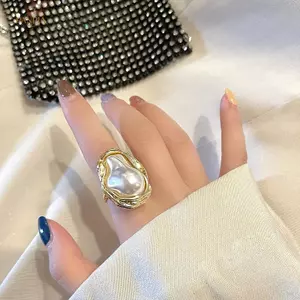 PNPIA- Nhẫn Ngọc Trai Mới Tuyên Bố Hình Dạng Nhẫn Có Thể Điều Chỉnh Cho Nữ Hàn Quốc Nhẫn Ngón Tay Trang Sức Thời Trang Nữ Tặng Đảng Phụ Kiện Sang Trọng