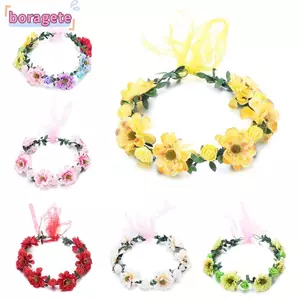 BORAGETE Hoa Hồng Vương Miện Đạo Cụ Chụp Ảnh Thời Trang Với Ruy Băng Có Thể Điều Chỉnh Vòng Hoa Cho Bé Gái