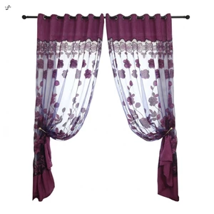 Rèm Polyester hoa mẫu đơn Jacquard Burnouts hiện đại cho phòng khách phòng ngủ