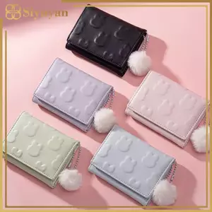 Siyuyan Hoạt Hình Ví Nhỏ Dễ Thương Hàn Quốc Ví Ngắn Nữ Màu Trơn Họa Tiết Thỏ Dễ Thương Đơn Giản Nhiều Thẻ Túi Zero Ví VN