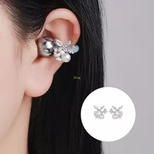 Btsg Thanh Lịch Đá Zircon Tai Nghe Quyến Rũ Cho FreeClip 1 2 Tai Nghe Nhét Tai Trang Trí Với Ngọc Trai Hạt Đôi Màu Opti