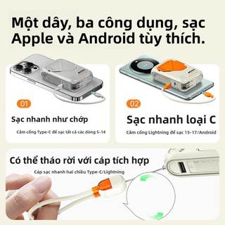 Sạc dự phòng không dây từ tính được chứng nhận Remax 3c 20000mAh đi kèm cáp sạc nhanh có phích cắm