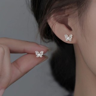 S925 Bạc Bướm Ngọc Trai Bông Tai Thời Trang Đơn Giản Nữ Trang Sức Quà Tặng Hàng Ngày