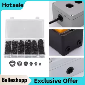 Belleshopp 160 Chiếc Cáp Chụp Ống Lót Grommets Màu Đen Trong Grommet Bảo Vệ Bộ 6 Loại Kích Thước