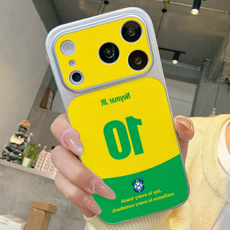 Ốp lưng iPhone Họa tiết da phong cách mạ Brazil Số 10 iPhone 17 16 15 14 13 12 11 Pro Max Plus Max