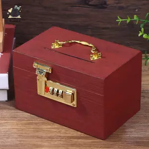 Hộp Gỗ Mật Khẩu Lo Tiết Kiệm Tiền Hộp Đựng Tiền Xu Heo Đất Tổ Chức Với Lo Hộp Kho Báu Cho Thẻ Đô La Cents Trẻ Em Quà Tặng Mới