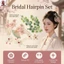Mới Trung Quốc Cô Dâu Kẹp Tóc Bộ Hợp Kim Giả Ngọc Trai Lụa Vải Nhân Tạo Hoa Hanfu Cưới Ảnh Phụ Kiện Tóc Bộ Cho Cô Dâu Trung Quốc Updo Tạo Kiểu