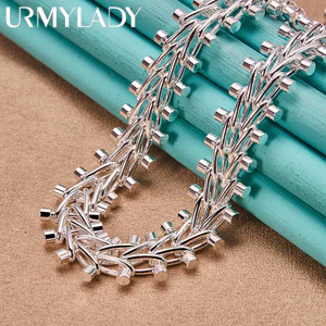 URMYLADY Bạc 925 Đôi Hàng Hạt Vòng Cổ Cho Nữ Tiệc Cưới Trang Sức Thời Trang