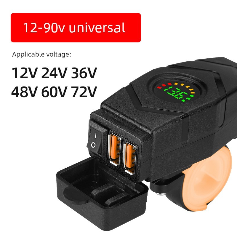 Xe Tay Ga Xe Máy Sạc Điện Thoại Di Động Sạc Nhanh Chống Nước 12V Ba Gót Xe Điện Sửa Đổi usb Sạc Interf