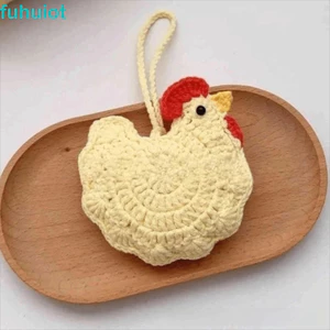 Ví đựng tiền xu dệt kim FUHUIOT, Ví đựng tiền xu gà dệt móc, Đóng gói hai mặt dễ thương Móc dệt kim thủ công Trang trí lễ hội