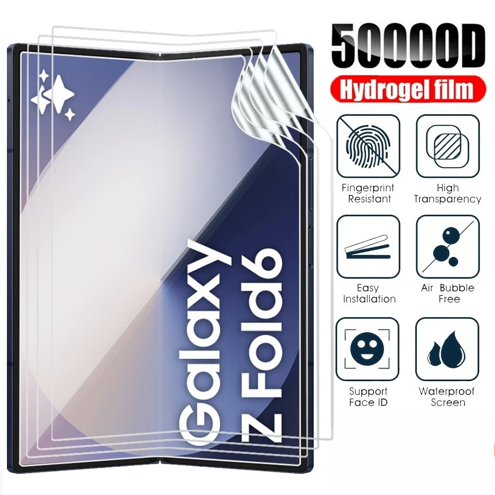Miếng dán màn hình siêu mỏng 3 trong 1 cho Samsung Z Fold7/Fold6/Fold5/Fold4/Fold3/Fold2/Fold SE/Fold6 W26/Fold5 W24/Fold4 W24; điện thoại gập HD, phim Hydrogel mềm trong suốt; bảo vệ mặt trước/sau