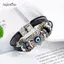 AqToCna Luy Eye Thổ Nhĩ Kỳ Ác Mắt Vòng Tay Punk Nhiều Lớp Da Handmade Vòng Tay AqToCna