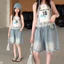 Bé Gái Đính Hạt Quần Short Cao Cấp Mùa Hè Phong Cách Mới Trẻ Em Thời Trang Mờ Denim Năm Điểm Quần