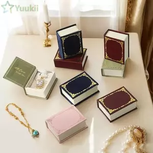 Hộp Bảo Quản Trang Sức YUUKII, Hộp Nhẫn Mini Vintage, Bìa Lật Sáng Tạo Hình Sách Hộp Đóng Gói Quà Tặng Cho Lễ Tình Nhân