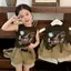 Bé gái (80-130) Áo + Quần thời trang phong cách Hàn Quốc mùa hè