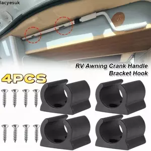 LACYESUK 4 Giá đỡ lưu trữ thanh treo RV, Giá đỡ tay cầm xoay RV màu đen bền bỉ, Giá đỡ hỗ trợ Dễ dàng lắp đặt Giá đỡ tấm che nắng RV nhẹ đa năng Giá đỡ Van
