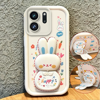 Ốp Lưng Cho OPPO Reno 14 pro reno14 Reno 14F 5g Vỏ Điện Thoại Vỏ Mềm Silicon Chống Sốc Mới Gương Thẩm Mỹ Có Giá Đỡ 360° Xoay thỏ dễ thương màu hồng cho bé gái JTXCEZJ3