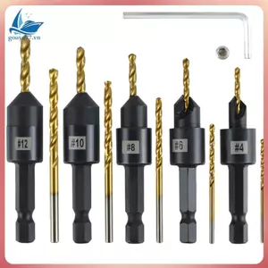 Bộ mũi khoan chìm im lặng kết hợp, 4, 6, 8, 10, 12 mũi chìm có thể điều chỉnh bằng thép tốc độ cao