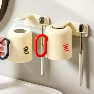 Giá đỡ bàn chải đánh răng từ tính, phong cách Hàn Quốc, lắp đặt không khoan, giá đựng bàn chải đánh răng đa năng và tươi mới