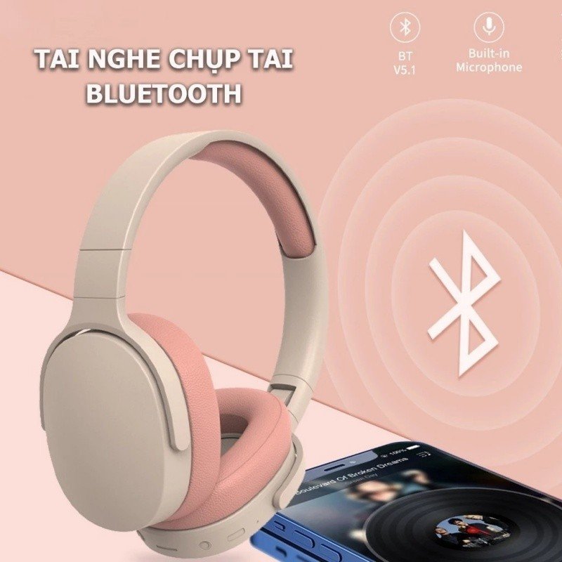 Tai Nghe Bluetooth Chụp Tai Không Dây HiFi Bass Sâu Chống Ồn Pin Lâu Gập Gọn Thẻ Nhớ