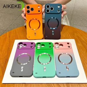 Ốp Điện Thoại Từ Tính Không Khung Cho Vivo X200 Pro Mini X100 X100S V40 V30 V29 V27 iQOO 12 Pro 5G 4G Sang Trọng Gradient Business Cover Sạc Không Dây Vỏ Cứng Mờ Chống Sốc