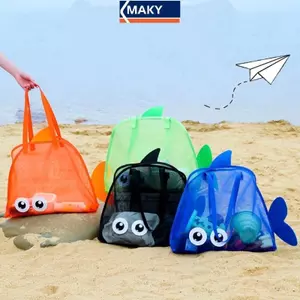 MAKY Túi đi biển hè mới cho trẻ em, túi đựng đồ bơi, đồ chơi hoạt hình, túi vệ sinh cầm tay mắt to