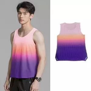 Seamless Adhesive Pressing New Lightweight Breathable Vest Men's and Women's Marathon Training Sports Top Fitness Quick-Drying lUO9