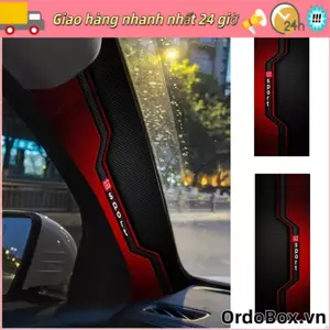 ORDOBOX 2 Miếng Dán Nội Thất Ô Tô, Miếng Dán Chữ A Ô Tô Tự Dính Màu Đỏ Đen, Họa Tiết Thể Thao Bằng Sợi Carbon Chống Trầy Xước Xe Ô Tô A-Pillar Trim