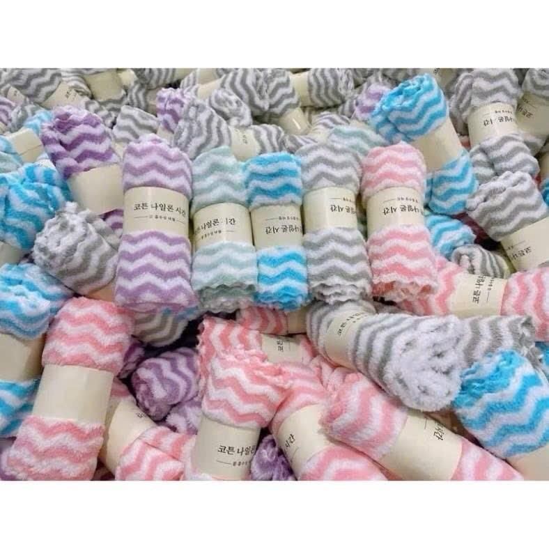 Combo 10 Khăn Lau Mặt Lông Cừu Chất Liệu Microfiber Siêu Mềm Mịn Thấm Hút Tốt Kích Thước 30x50 cm