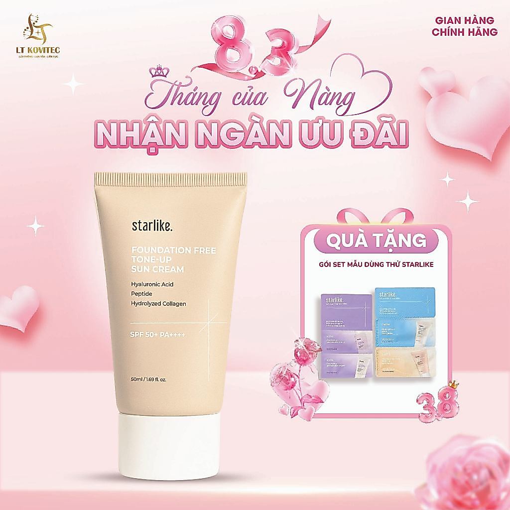 [Starlike] Kem chống nắng nâng tone FOUNDATION-FREE TONE UP SUN CREAM  SPF 50+ Hiệu Quả Chống Nắng Sạm Da Đến 24h