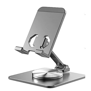 Kệ Chân Tròn Xoay , Giá Đỡ Điện Thoại Mầu Xám, Ipad, Iphone, Máy Tính Bảng Tablet Hợp Kim Nhôm Chân Xoay 360 Gấp Gọn