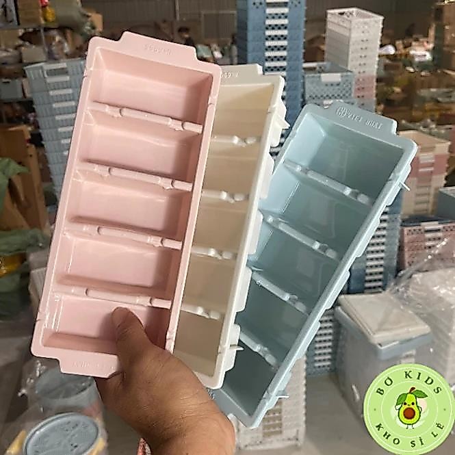 Khay làm đá 5 ô to nhựa Việt Nhật 6965 - Khay đá hình chữ nhật, khay để đồ ăn dặm cho AMIZIN AMIZIN