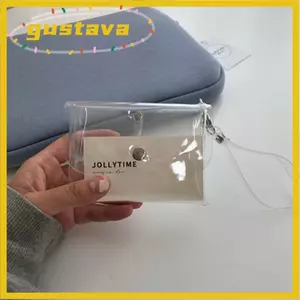 Ví đựng tiền xu GUSTAVA, Hộp đựng thẻ chìa khóa trong suốt đầy màu sắc, PVC hai lớp có dây đeo cổ tay Túi đựng son môi