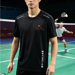 Mùa hè lưới nhẹ YONEX thể thao ngắn tay gradient in 3D độ ẩm bấc dáng rộng ngoại cỡ nam và nữ thể thao ngoài trời thể dục thể thao đa năng Áo thun khô nhanh đa năng