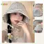 < Honeyba > Mũ Buet vành lớn có thể gập lại có dây cho nữ sọc Hàn Quốc Nữ Panama Bob Mũ ngư dân đi biển ngoài trời Đẹp