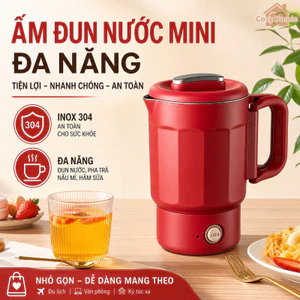 ấm siêu tốc mini ấm đun điện đa năng inox 304 gọn nhẹ du lịch phòng trọ văn phòng 0 8l