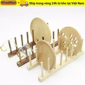 Kệ trưng bày sách WOODNEST Khay đựng bát đĩa đẹp Kệ phơi cốc