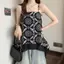 Fat mm Phong cách ngày lễ Sling Áo Vest không tay không đều Kích thước lớn thon gọn hơn Áo in hình cổ điển