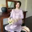 Phụ Nữ Phong Cách Trung Hoa Jacquard Loungewear Bộ Retro Thiết Kế Thanh Lịch Để Thư Giãn Trong Nhà Và Thường Ngày Ngoài Trời Mặc Trong Mùa Ấm Áp