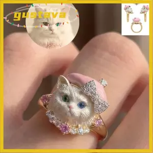 Nhẫn Cho Chó GUSTAVA, Nhẫn Mèo Chải Mờ Ngọt Ngào, Nhẫn Thú Cưng Mini Tinh Tế Có Thể Điều Chỉnh Dễ Thương Bạn Gái