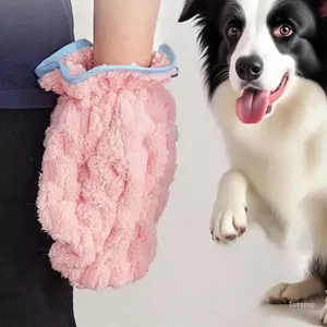 Găng tay tắm thú cưng bằng lông cừu san hô hàng đầu để làm sạch và sấy nhẹ nhàng Găng tay chải lông mềm thấm hút cho chó mèo