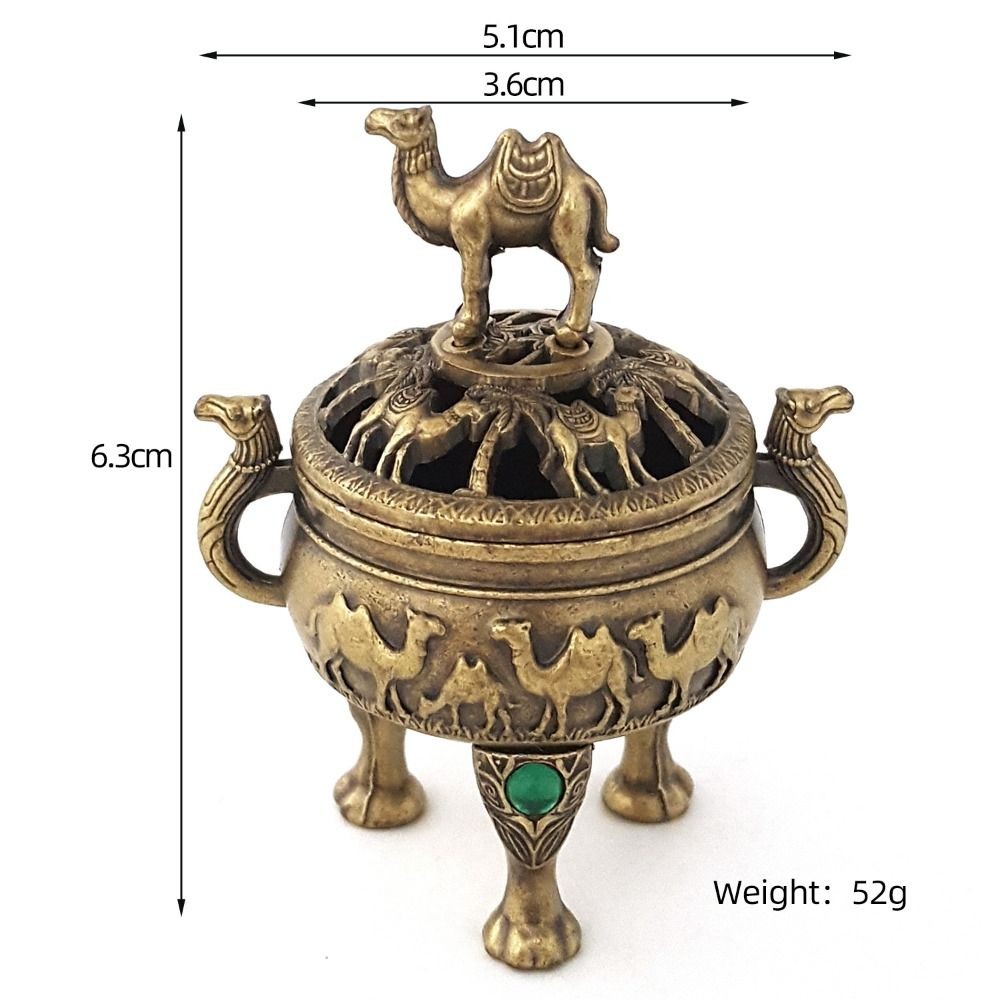 SHUPUN Camel Lư Hương, Giá Đỡ Hợp Kim Rỗng, Vintage Mini Bốn Chân Gỗ Đàn Hương Trang Trí Nhà Cửa