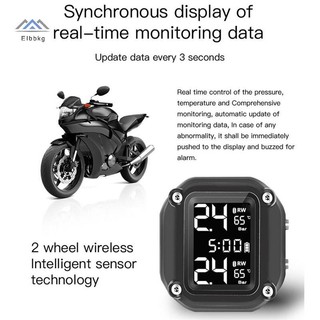 ELBBKG M5 Xe Máy TPMS Hệ Thống Báo Động Xe Máy Không Dây Giám Sát Áp Suất Lốp Xe Máy Với 2 Cảm Biến Bên Ngoài 5 Phương Pháp Báo Động Mới