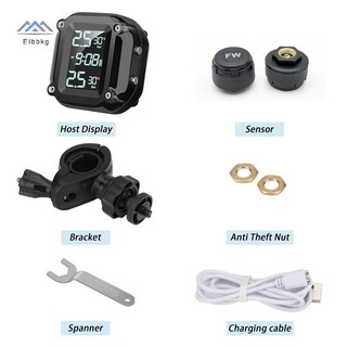 ELBBKG M5 Xe Máy TPMS Hệ Thống Báo Động Xe Máy Không Dây Giám Sát Áp Suất Lốp Xe Máy Với 2 Cảm Biến Bên Ngoài 5 Phương Pháp Báo Động Mới