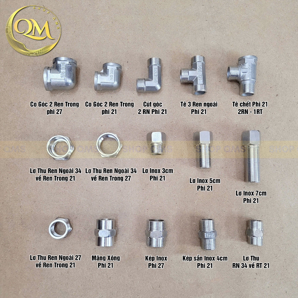 Nối Inox Các Loại, Đầu Nối Ren Trong, Ren Ngoài, Lơ - Kép, Măng Xông ...