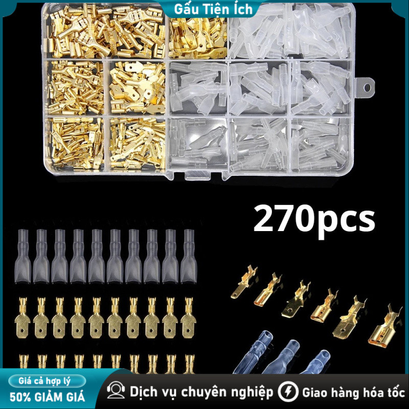 Bộ Cos Cách Nhiệt 270 Món Đầu Nối Dây Nam Nữ Nhiều Kích Cỡ 2.8mm Đến 6.3mm
