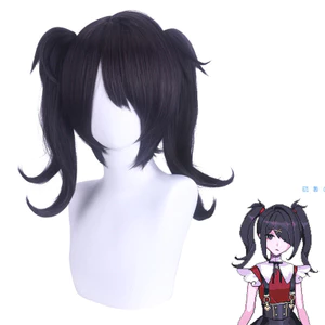 NEEDY GIRL OVERDOSE Mưa Anime Tóc Giả Màu Đen Đôi Đuôi Ngựa Cosplay